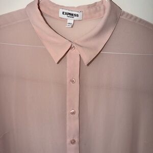 Express Light Pink Button-Up Blouse
